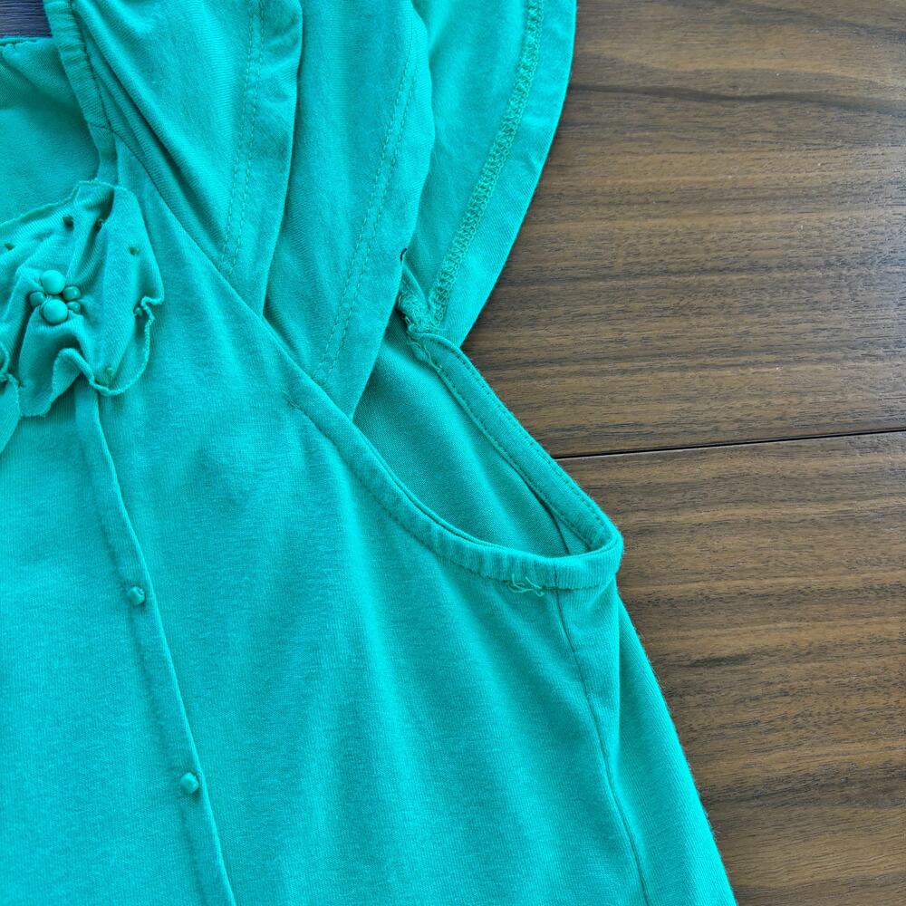 Vintage Y2K INC Flutter Sleeve Top Petite Medium Bright Green Soft Girl Fairy - Picture 11 of 16